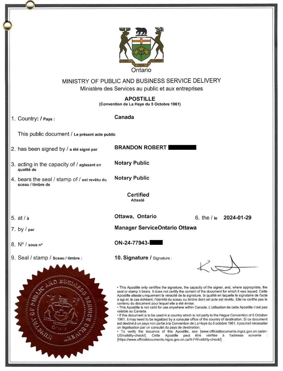 Apostille aus Kanada