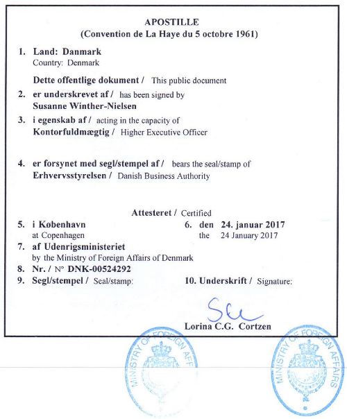 Apostille aus Dänemark