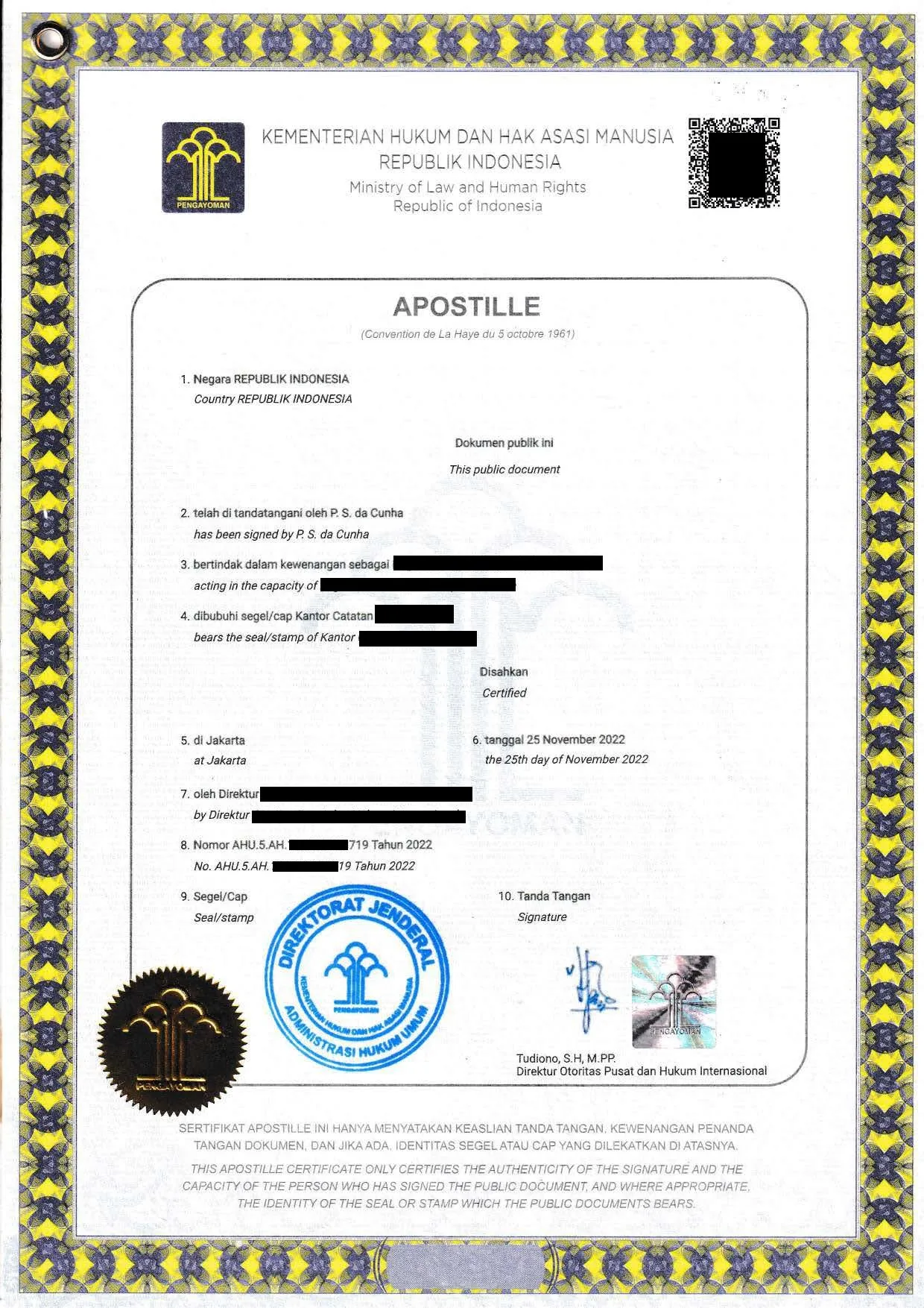  Apostille in Indonesien