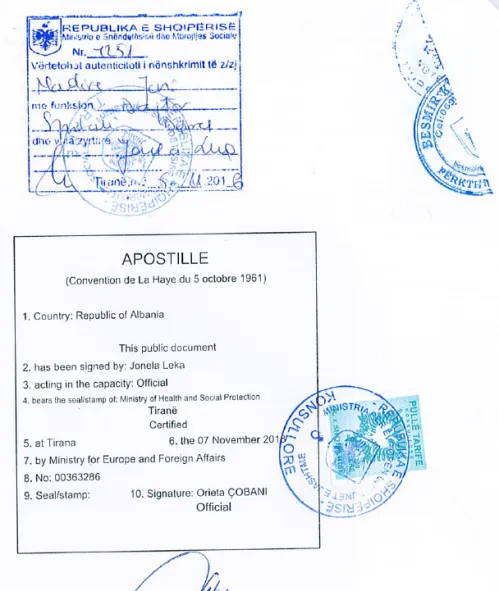 Apostille aus Albanien