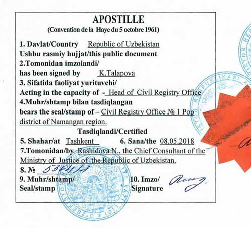 Apostille und konsularische Legalisation aus Usbekistan