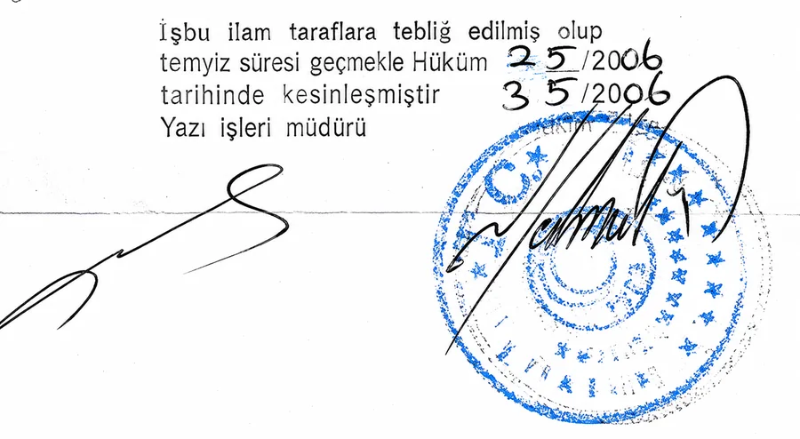 Bestätigung der Rechtskraft eines Gerichtsurteils in der Türkei