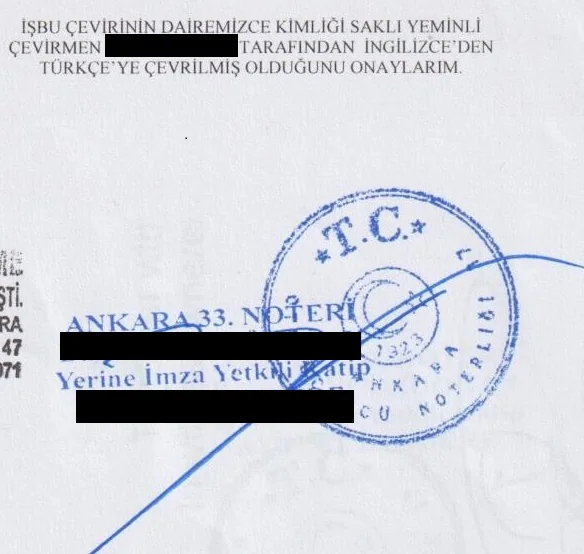 Notariell beglaubigte Übersetzung in der Türkei
