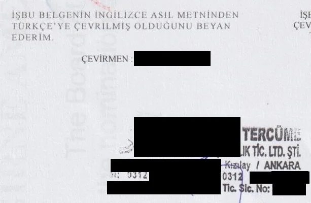 Stempel eines vereidigten Übersetzers in der Türkei