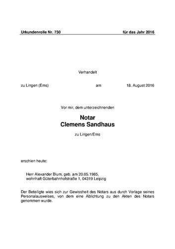 Unternehmensdokumente aus Deutschland