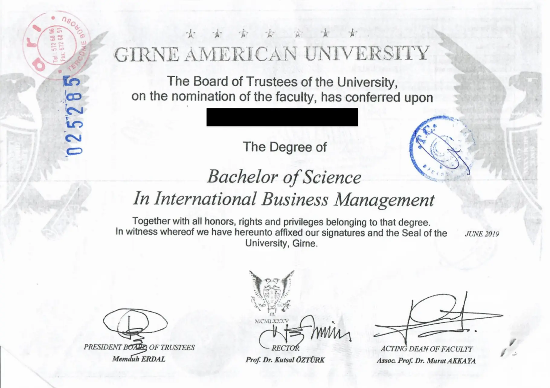 Diploma aus Nordzypern