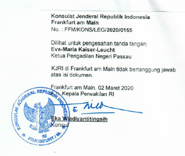  Legalisation von Dokumenten in Indonesien 