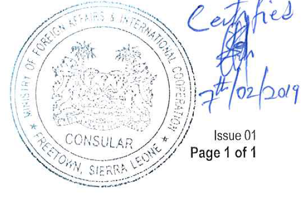 Konsularische Legalisation in Sierra Leone