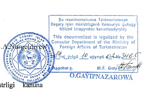 Konsularische Legalisation in Turkmenistan
