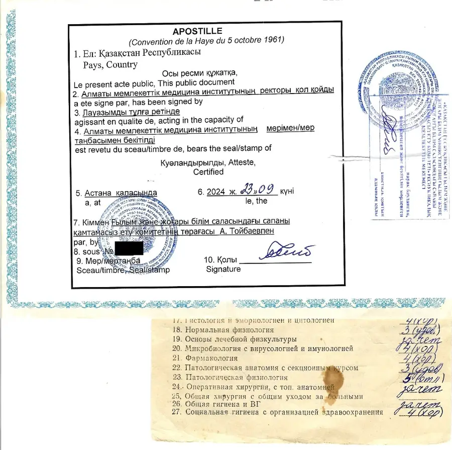 Apostille für Bildungsdokumente aus Kasachstan<